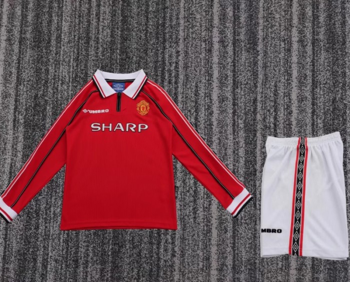 Manchester United Home Retro Kids long sleeve Jersey 1998/99