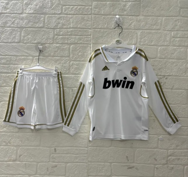 Real Madrid Home Retro Kids Long Sleeve Suit 2011/12