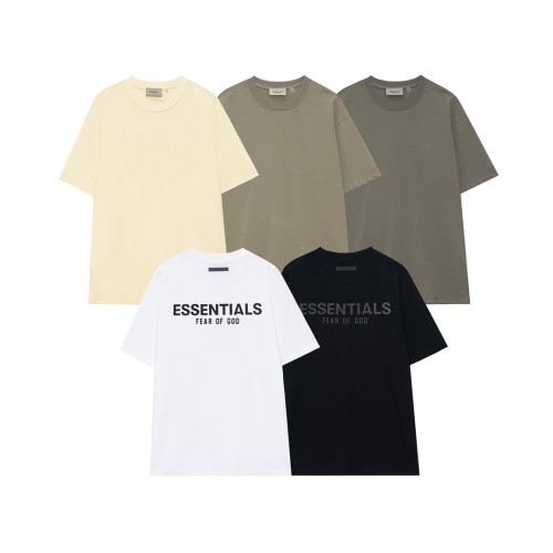 ESSENTIALS letter back stereo silicone short-sleeved T-shirt, black, white, beige, charcoal ash, 4 colors, S-XL.