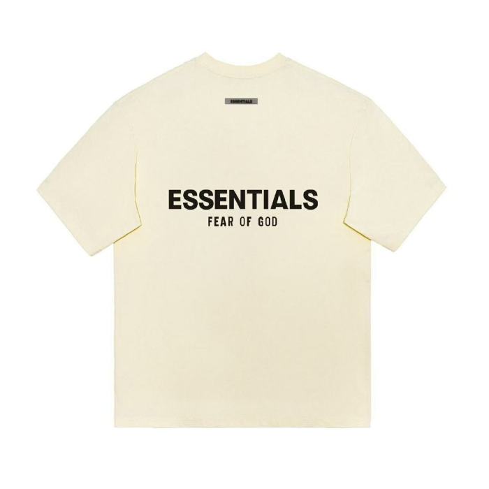 ESSENTIALS letter back stereo silicone short-sleeved T-shirt, black, white, beige, charcoal ash, 4 colors, S-XL.