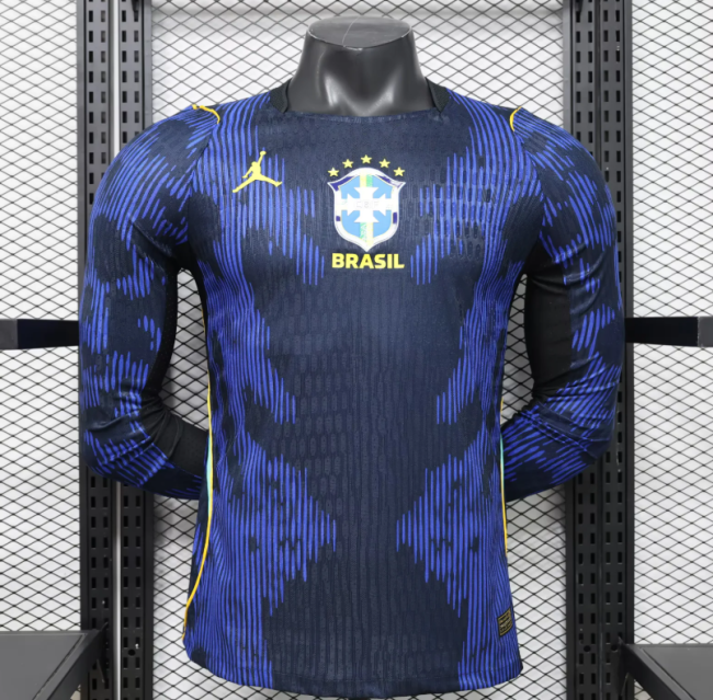 Brazil 2026 World Cup Away Player Long Sleeve Man Jersey