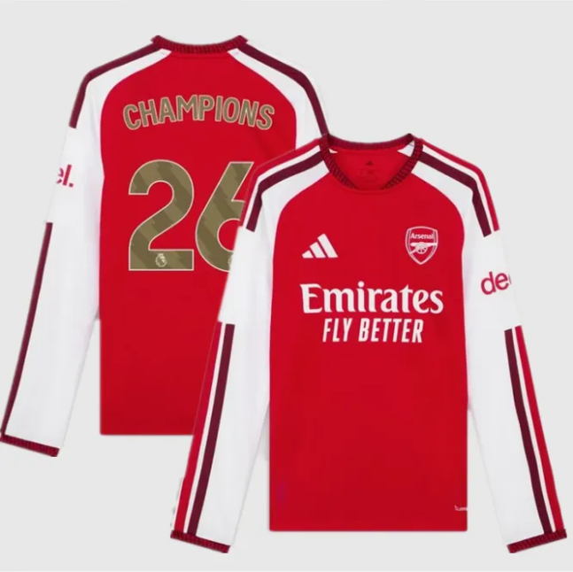 Arsenal Home Champions Man Long Sleeve Jersey 26/27