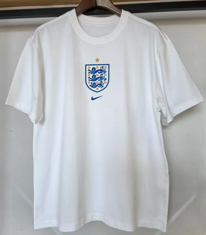 England National Football Team Casual T-Shirt Men Three Lions Crest Logo Short Sleeve Cotton Tee