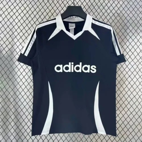 Striped V-Neck Black T-shirt 2026