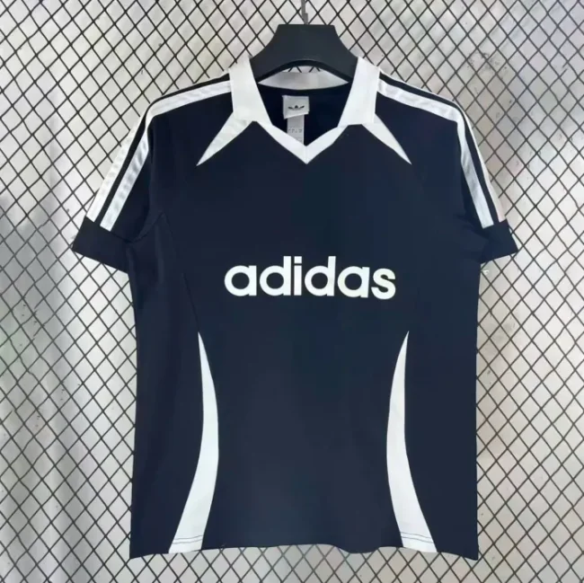 Striped V-Neck Black T-shirt 2026