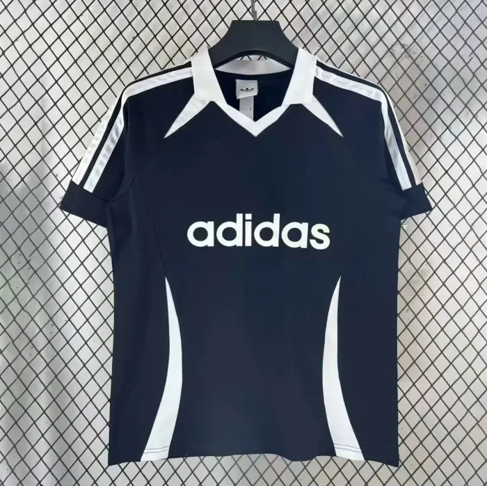 Striped V-Neck Black T-shirt 2026