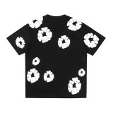 Men Women Two Piece Suit Set Sweatshirt Pullover Sweatwear Short Sleeved T-Shirt Jacquard Fabric Cotton shorts Suit