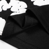 Men Women Two Piece Suit Set Sweatshirt Pullover Sweatwear Short Sleeved T-Shirt Jacquard Fabric Cotton shorts Suit