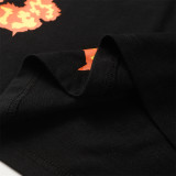 Men Women Two Piece Suit Set Sweatshirt Pullover Sweatwear Short Sleeved T-Shirt Jacquard Fabric Cotton shorts Suit