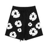 Men Women Two Piece Suit Set Sweatshirt Pullover Sweatwear Short Sleeved T-Shirt Jacquard Fabric Cotton shorts Suit