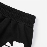 Men Women Two Piece Suit Set Sweatshirt Pullover Sweatwear Short Sleeved T-Shirt Jacquard Fabric Cotton shorts Suit