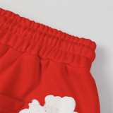 Men Women Two Piece Suit Set Sweatshirt Pullover Sweatwear Short Sleeved T-Shirt Jacquard Fabric Cotton shorts Suit