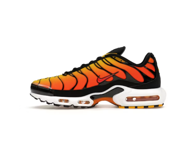 Air Max Plus Low-Top Casual Running Shoes, Black, Orange, and Yellow (Unisex, Sizes 36–49)