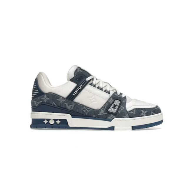 Trainer leather low-top fashion sneakers, navy blue (men's, sizes 36–49)