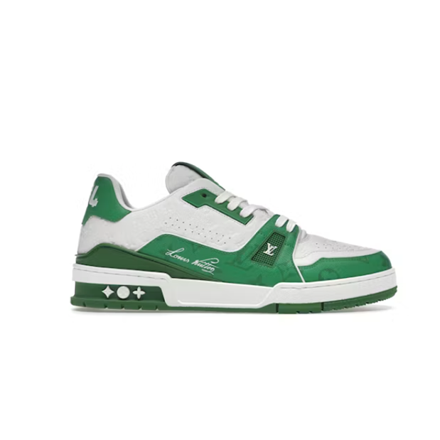 Trainer low-top fashion sneakers, green and white (unisex, sizes 36–49)