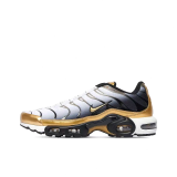 Air Max Plus Low-Top Running Shoes, White/Black/Gold (Unisex, Sizes 36–49)