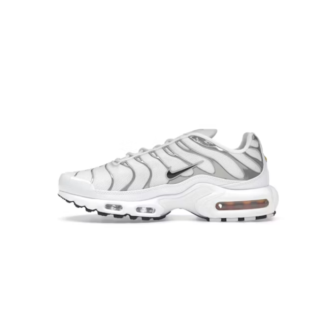 Air Max Plus Low-Top Running Shoes, White/Silver (Unisex, Sizes 36–49)