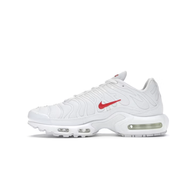 Air Max Plus Low-Top Foam Running Shoes, White/Red (Unisex, Sizes 36–49)