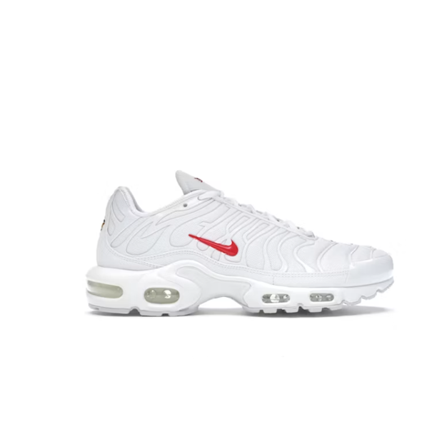 Air Max Plus Low-Top Foam Running Shoes, White/Red (Unisex, Sizes 36–49)