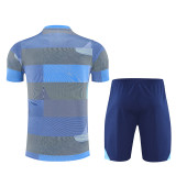 25/26 Real Madrid Short sleeve Adult training suit Grey blue