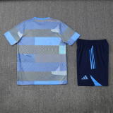 25/26 Real Madrid Short sleeve Adult training suit Grey blue
