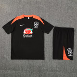 25/26 Brazil Short sleeve kids training suit black