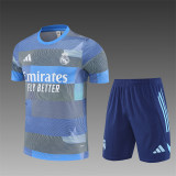 25/26 Real Madrid kids Short sleeve training suit Grey blue