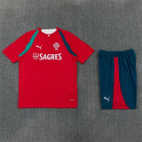 26/27 Portugal kids short -sleeved training suit red