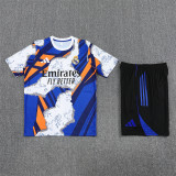 25/26 Real Madrid Short sleeve Adult training suit White Blue