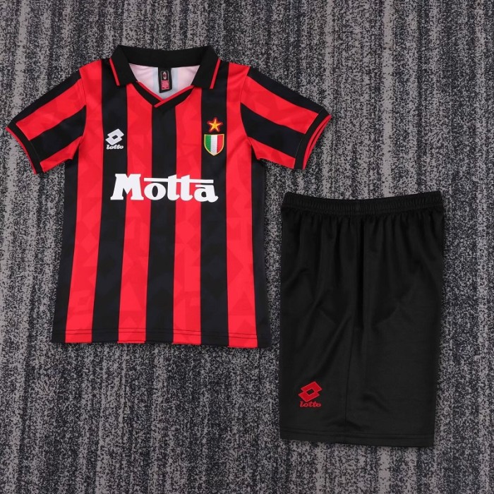 Retro 93/94 AC Milan home kids kit