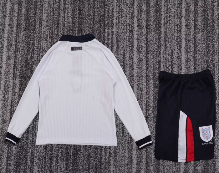 Retro 98 England home kids kit long sleeves
