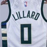 23 NBA Bucks home white #0 Lillard Basketball Jersey