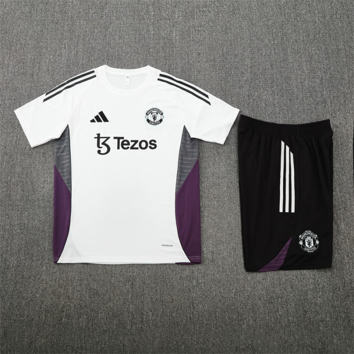 25/26 Manchester United Short sleeve  Adult training suit white
