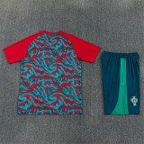 26/27 Portugal kids short -sleeved training suit red green
