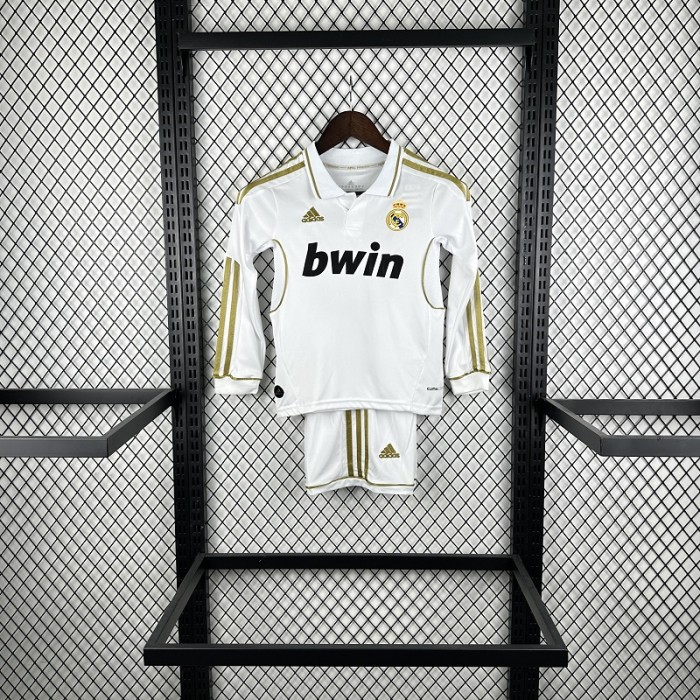 Retro 11/12 Real Madrid home kids kit long sleeves