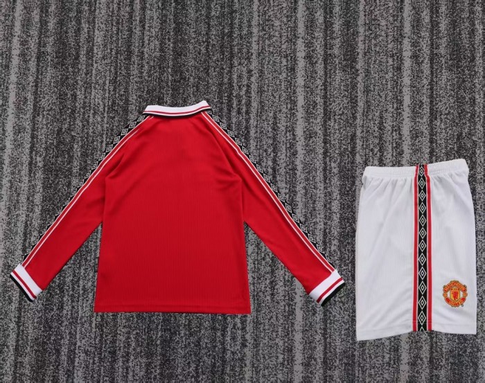 Retro 1998 Manchester United home kids kit long sleeves