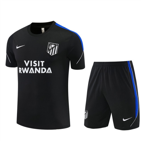 26/27 Atletico Madrid kids short -sleeved training suit black