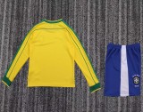 Retro 1998 Brazil home kids kit long sleeves
