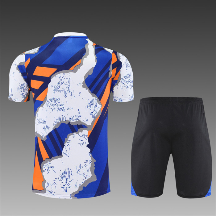 25/26 Real Madrid kids Short sleeve training suit White Blue