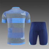 25/26 Real Madrid kids Short sleeve training suit Grey blue