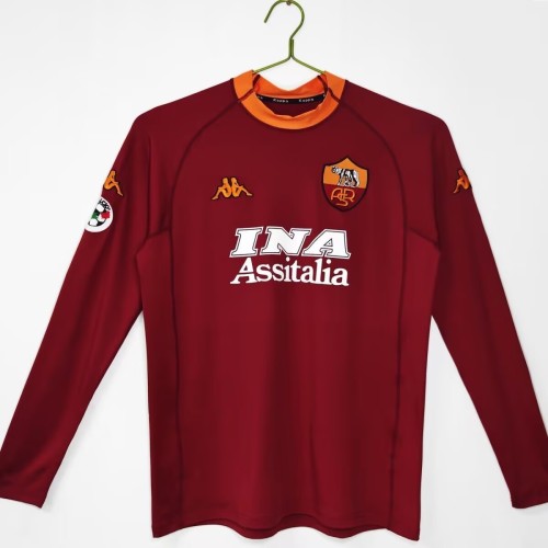 Retro 00/01 Roma home long sleeved football jersey