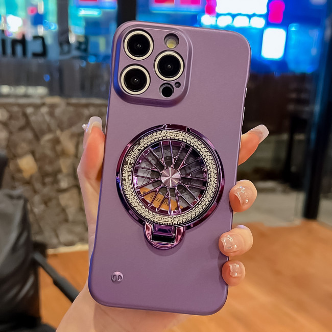 For iPhone 16 Pro Max 15 14 13 12 11 Phone Cover Frameless Gyro Magnetic Bracket Shockproof Cover