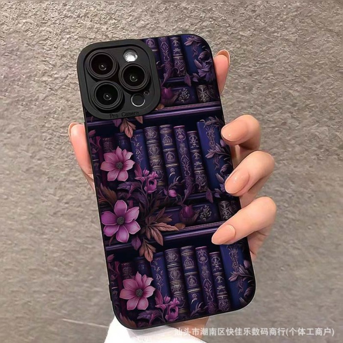 For iPhone 16 Pro Max 15 14 13 12 11 XR Phone Cover Art Flowers Plants Book Case