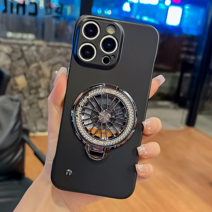 For iPhone 16 Pro Max 15 14 13 12 11 Phone Cover Frameless Gyro Magnetic Bracket  Shockproof Cover