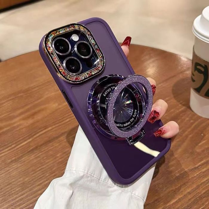 For iPhone 16 Pro Max 15 14 13 12 11 XR XS Phone Cover Glitter Magnetic Bracket For iPhone 16 Pro Max 15 14 13 12 11 XR XS Phone Cover Glitter Magnetic Bracket Shockproof Cover