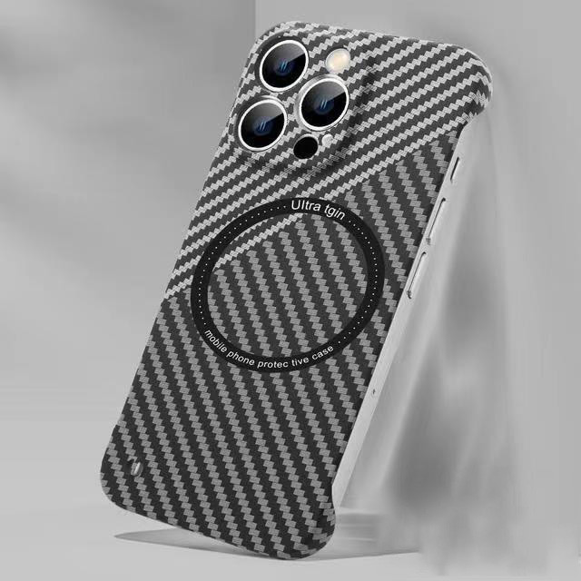 For iPhone 16 Pro Max 15 14 13 12 11 Phone Cover Carbon Fiber MagSafe Magnetic Charging 
