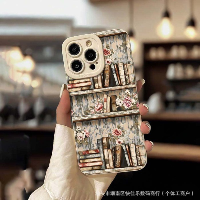For iPhone 16 Pro Max 15 14 13 12 11 XR Phone Cover Art Flowers Plants Book Case