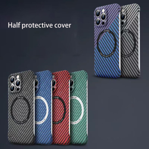For iPhone 16 Pro Max 15 14 13 12 11 Phone Cover Carbon Fiber MagSafe Magnetic Charging 