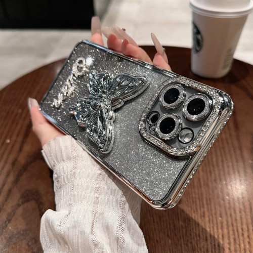 For iPhone 16 Pro Max 15 14 13 12 11 Phone Case Butterfly Stand Shockproof Cover