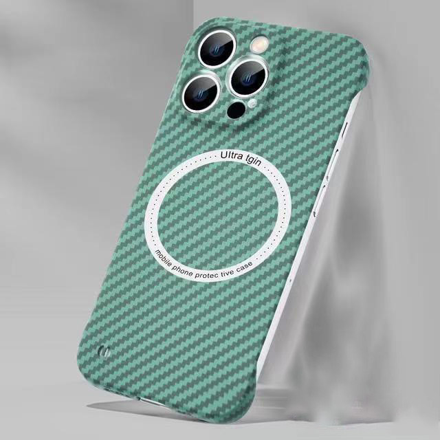 For iPhone 16 Pro Max 15 14 13 12 11 Phone Cover Carbon Fiber MagSafe Magnetic Charging 